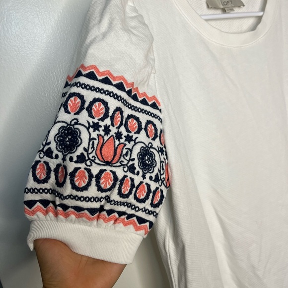 LOFT Floral Embroidered Sweatshirt Dress - Picture 4 of 6